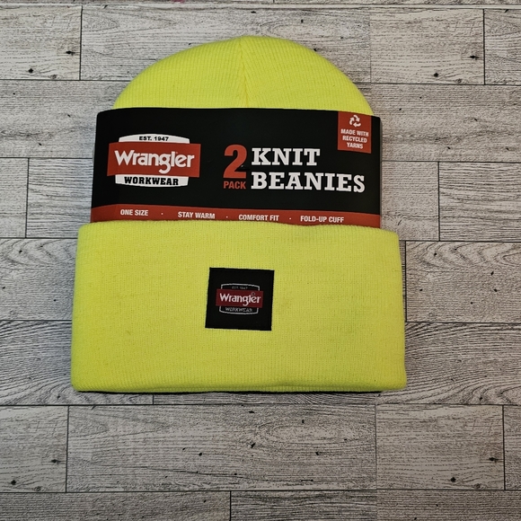 Wrangler Workwear 2 Pack Knit Beanies/One Size/Comfort Fit/Fold-Up Cuff - Picture 1 of 5
